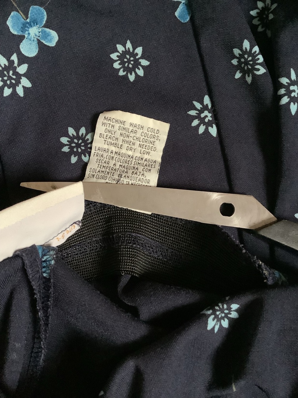 Jaclyn Smith Vintage Maxi Stretch Skirt-Blue Floral Pattern-Elastic Waist-M - Picture 7 of 7